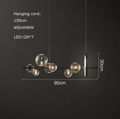 ثريا زجاجية سوداء بتصميم ما بعد الحداثة من ديكوربايتس™ مع كرات شفافة متعددة