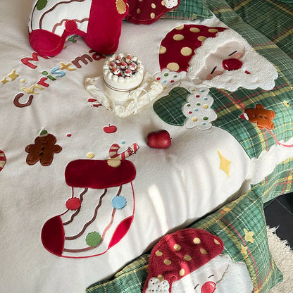 Decobites Santa Claus Winter Bedding Set, Single Duvet, Bed Sheet, Pillowcases