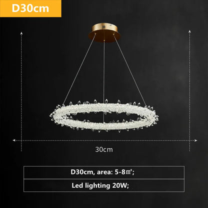 Lámpara colgante DecorBites™ Luxe Crystal - Lámpara circular LED Art Déco regulable