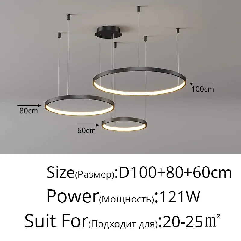 DecorBites™ Acrylic LED Ring Pendant Light Modern Minimalist Art Decor Chandelier