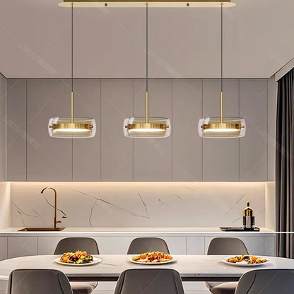Modern Glass Ring Pendant Light in Iron
