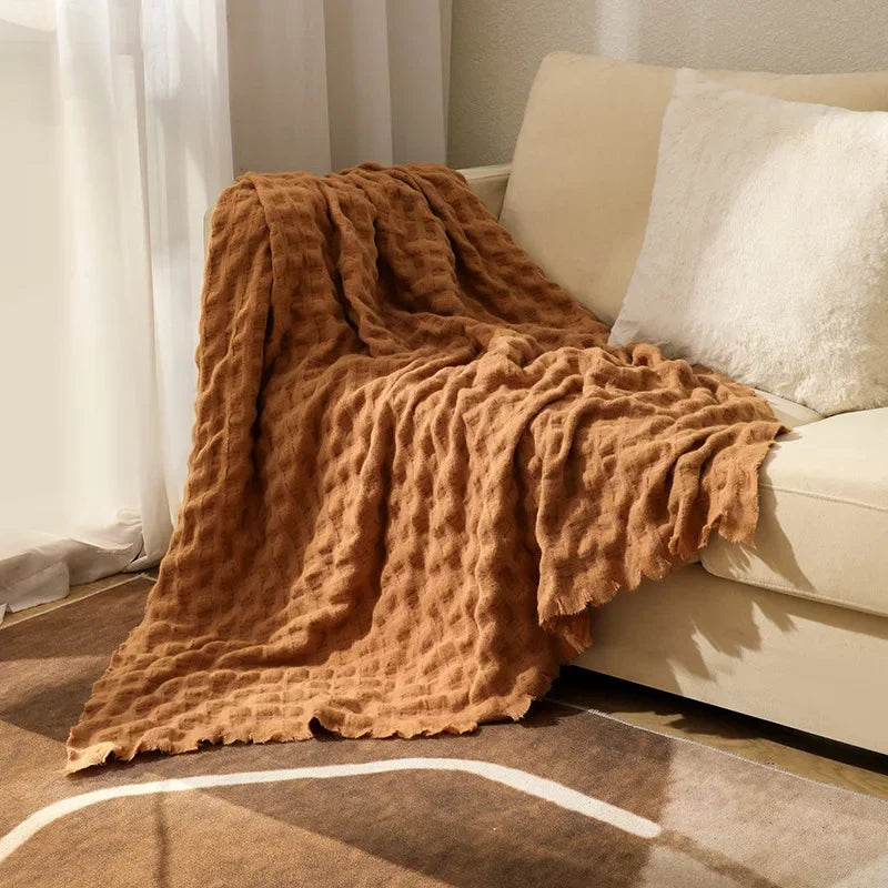 Waffle Knit Blanket Throw
