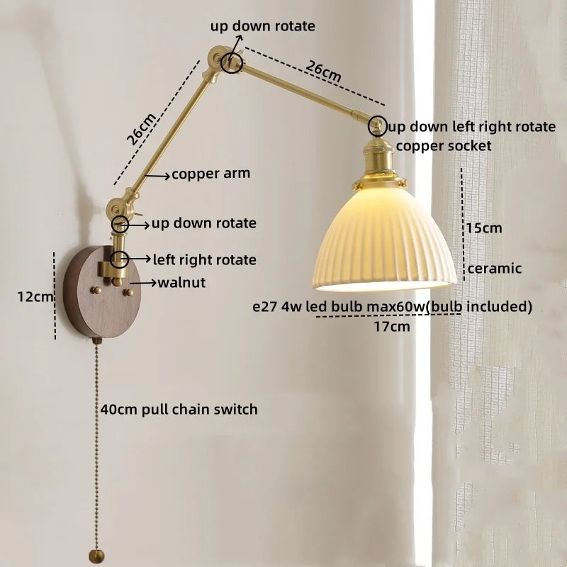 Apliques de pared LED DecorBites™ con interruptor de cadena, modernos, para escaleras, acabado en cobre cerámico.