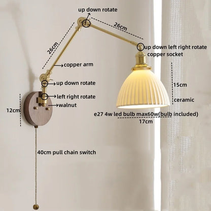 Apliques de pared LED DecorBites™ con interruptor de cadena, modernos, para escaleras, acabado en cobre cerámico.