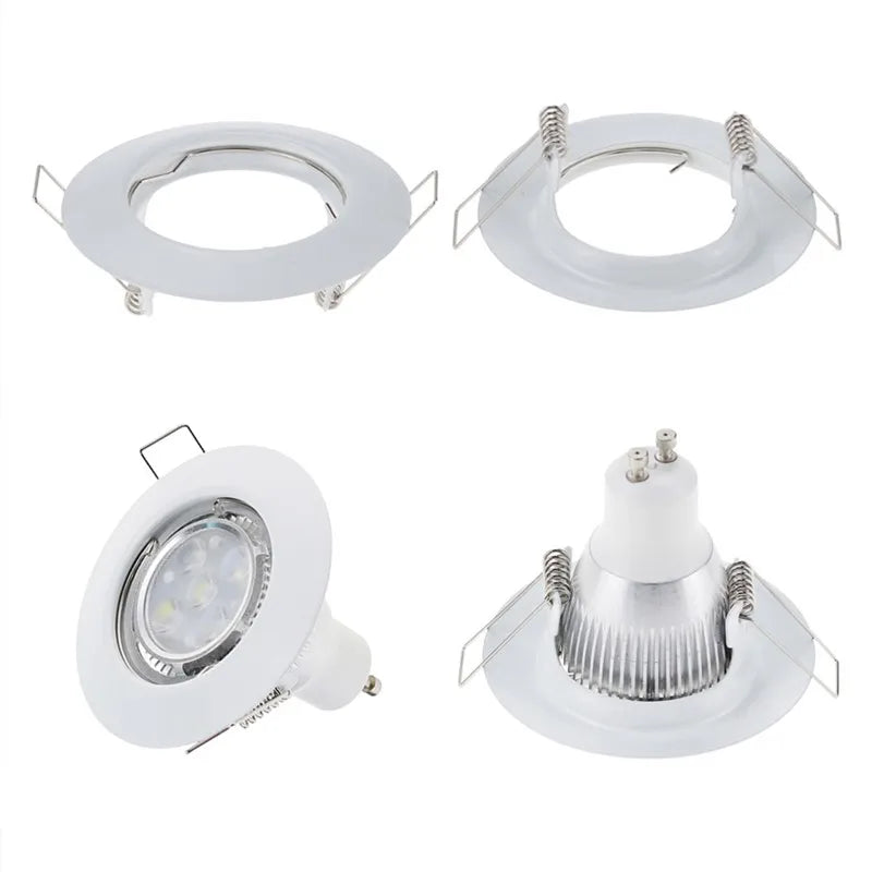 DecorBites™ LED Recessed Downlights Frame - Round Aluminum Spot Lighting Fixture - Black/White/Nickel