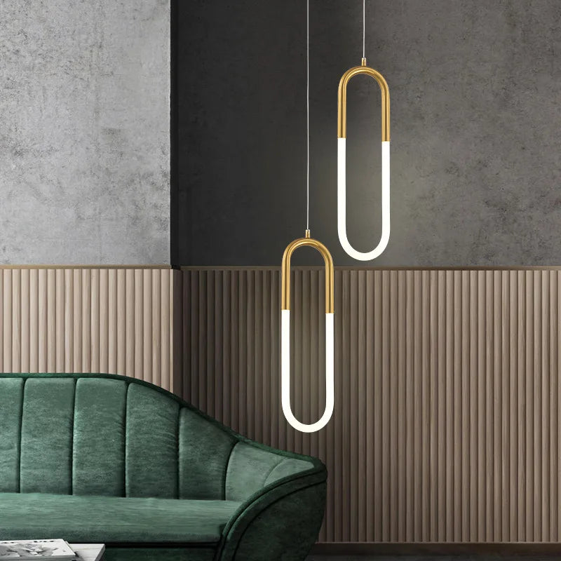 Lámpara colgante LED Gold Black de Decorbites™: Cabezal único/doble, lámpara colgante de línea larga