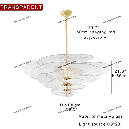 Decorbites™ Grüne Blatt Glas Deckenleuchter - Elegante Vintage-Lüster für Wohnzimmer- und Esszimmer-Dekoration