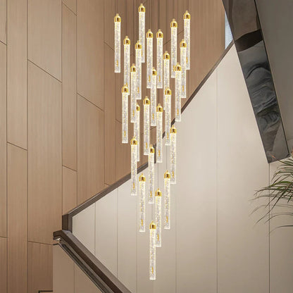 DecorBites™ Crystal Staircase Chandelier: Modern LED Living Room Lamp for Deluxe Home Decor