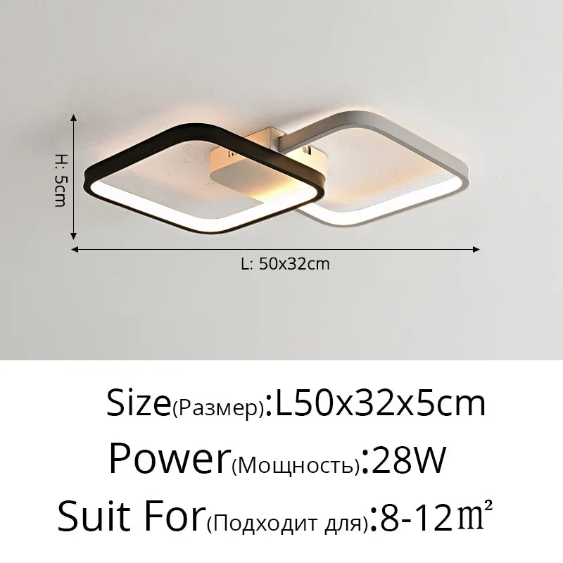 DecorBites™ LED Rectangular Chandelier Art Ceiling Light for Living Room Bedroom