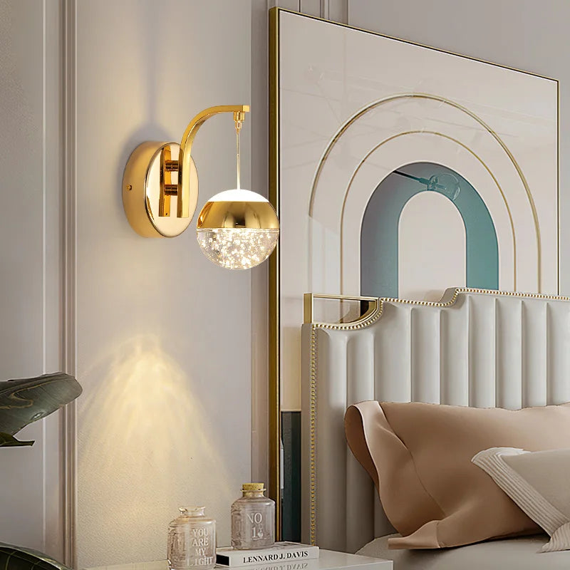 DecorBites™ Gold Crystal Bubble Wall Sconce Light for Home Bedroom Decor