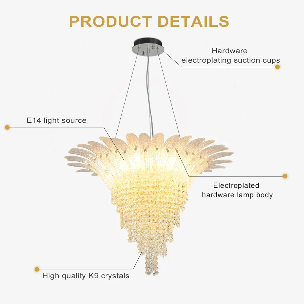 DecorBites™ Glazed Gold LED Chandelier for Living Room Clubhouse Villa