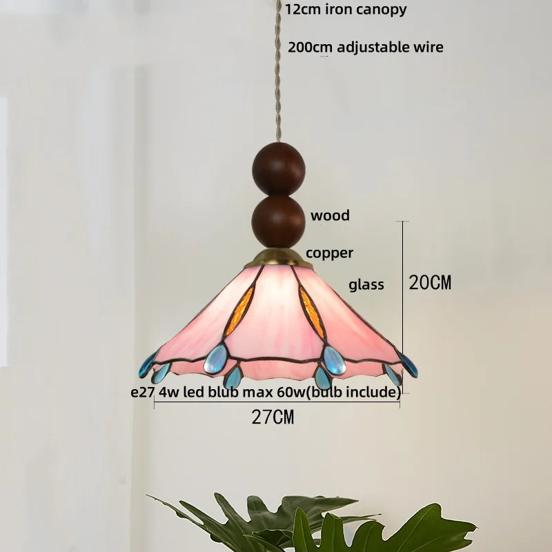 ديكوربايتس™ مصباح LED زجاجي أزرق معلق: مصباح تيفاني عصري على الطراز الاسكندنافي لغرفة النوم وغرفة الطعام