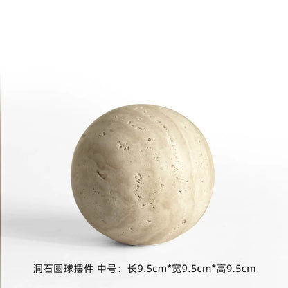 DecorBites™ Chestnut Stone Wabi Sabi Wind Round Ball Geometric Rock Ornament Figurines