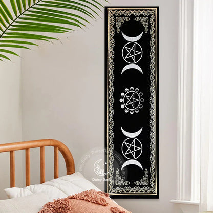 Decobites Triple Moon Phases Tapestry Wall Hanging | Mystical Tarot Boho Room Decor