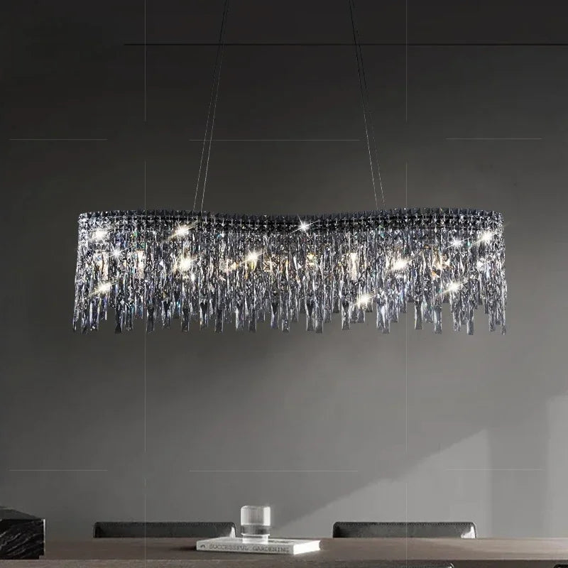 DecorBites™ Chrome Chandelier: Designer Luxury K9 Crystal Lighting Fixture for Dining Room, Hotel, and Bar