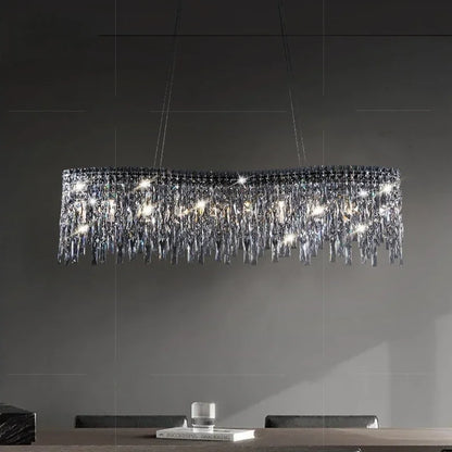 DecorBites™ Chrome Chandelier: Designer Luxury K9 Crystal Lighting Fixture for Dining Room, Hotel, and Bar