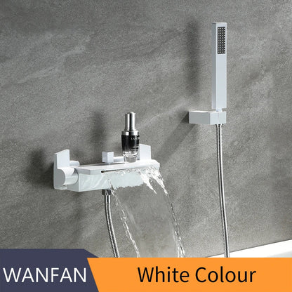 DecorBites™ Gold Brass Wall Mounted Bathtub Faucet with Hand Held Shower Kit