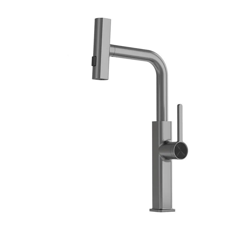 DecorBites™ Digital Display Single Lever Brass Kitchen Faucet - Hot Cold Pull Out Mixer