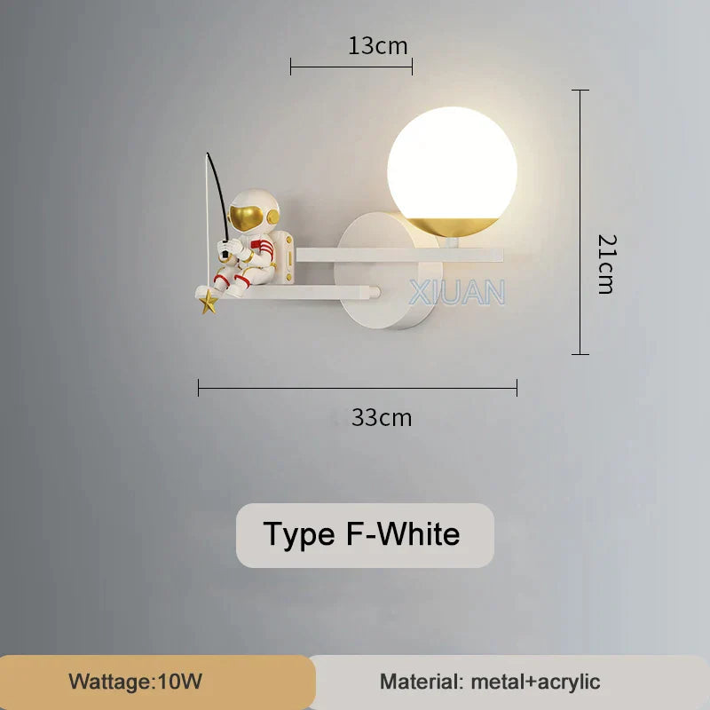 DecorBites™ Astronaut Wall Lamp: Gold White Black Bedroom Decor Resin Wall Mount Light
