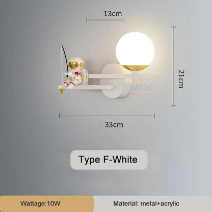 DecorBites™ Astronaut Wall Lamp: Gold White Black Bedroom Decor Resin Wall Mount Light