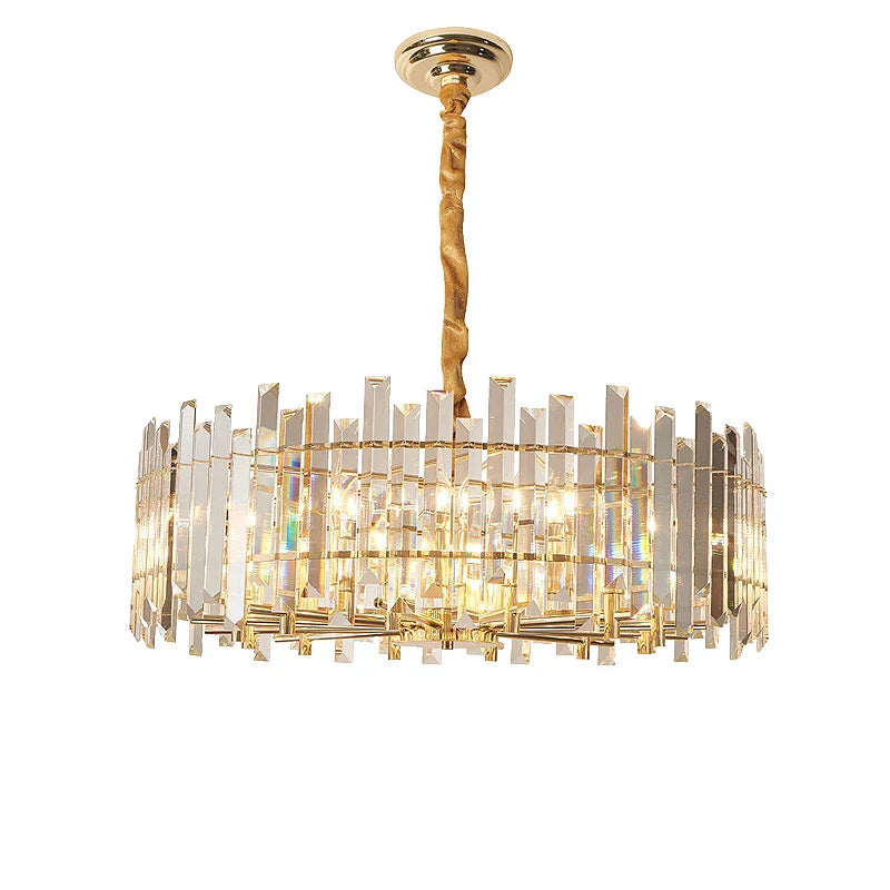 DecorBites™ Crystal Round Chandelier Gold LED Modern Lustres for Living Room