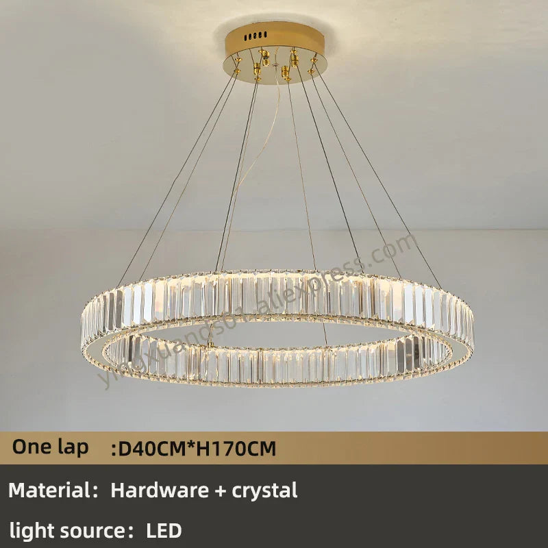 DecorBites™ Crystal Chandelier: Modern Luxury Golden Lighting for Villa, Duplex Hall