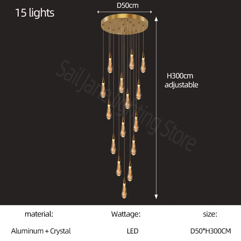 Gold Modern Crystal Chandelier 26-Light Dining