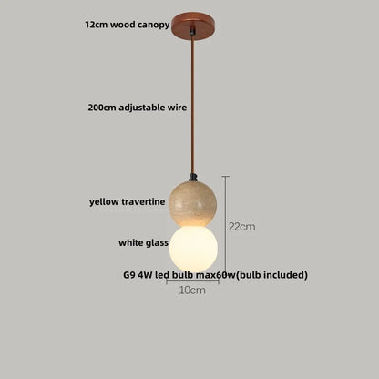 DecorBites™ LED Gourd Pendant Light Aisle Hotel Living Room Fixture Glass Travertine Hang Lamp