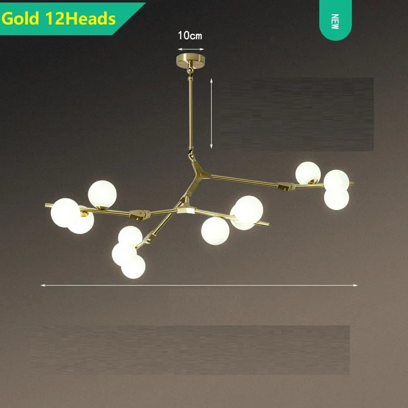 DecorBites™ Glass Balls LED Pendant Lights: Modern Branches Style Chandeliers for Living Room