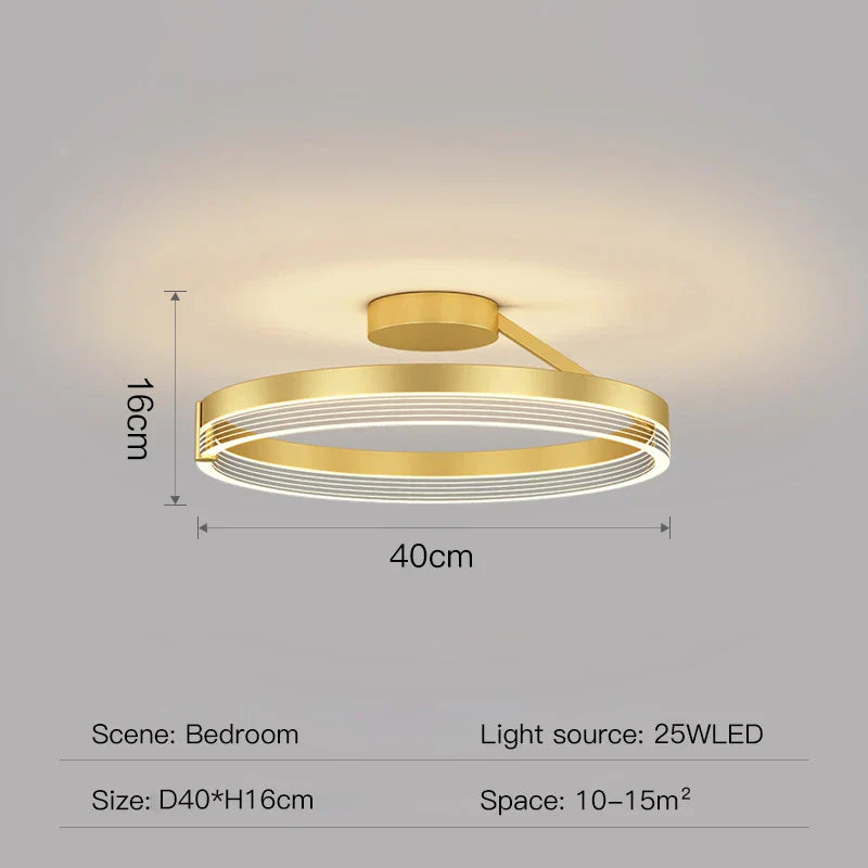 ثريا ديكوربايتس™ الدائرية باللون الأسود الذهبي: مصباح سقف بتصميم عصري لديكور المنزل