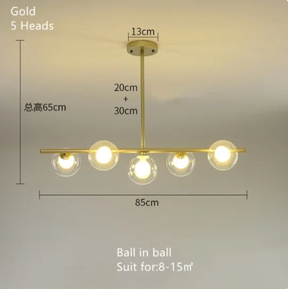 DecorBites™ Gold Glass Ball LED Pendant Light for Kitchen Dining Room Lighting
