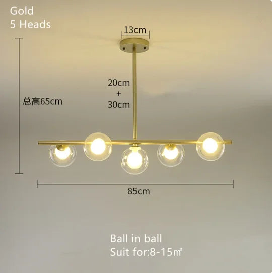 Lámpara colgante LED de bola de vidrio dorado Decorbites™ para iluminación de cocina y comedor