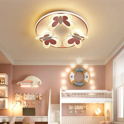 DecorBites™ Butterfly Pink Ceiling Light for Kids Room & Study, Creative Decorative Lamp