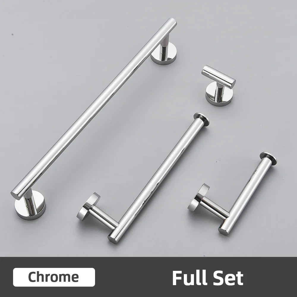 DecorBites™ Brushed Gold Bathroom Accessories Set: Towel Rail, Paper Holder, Hook, Stainless Steel