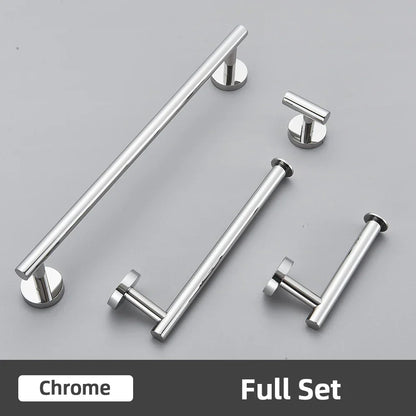 DecorBites™ Brushed Gold Bathroom Accessories Set: Towel Rail, Paper Holder, Hook, Stainless Steel