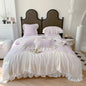 Decobites French Princess Wedding Bedding Set, Cozy Queen King Size Duvet Cover, Bed Sheet