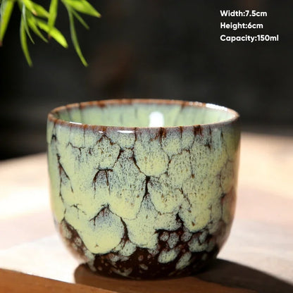 DecorBites™ Japanese Kiln Transformation Ceramic Tea Cup Espresso Coffee Mug Pottery Kung Fu Teacup