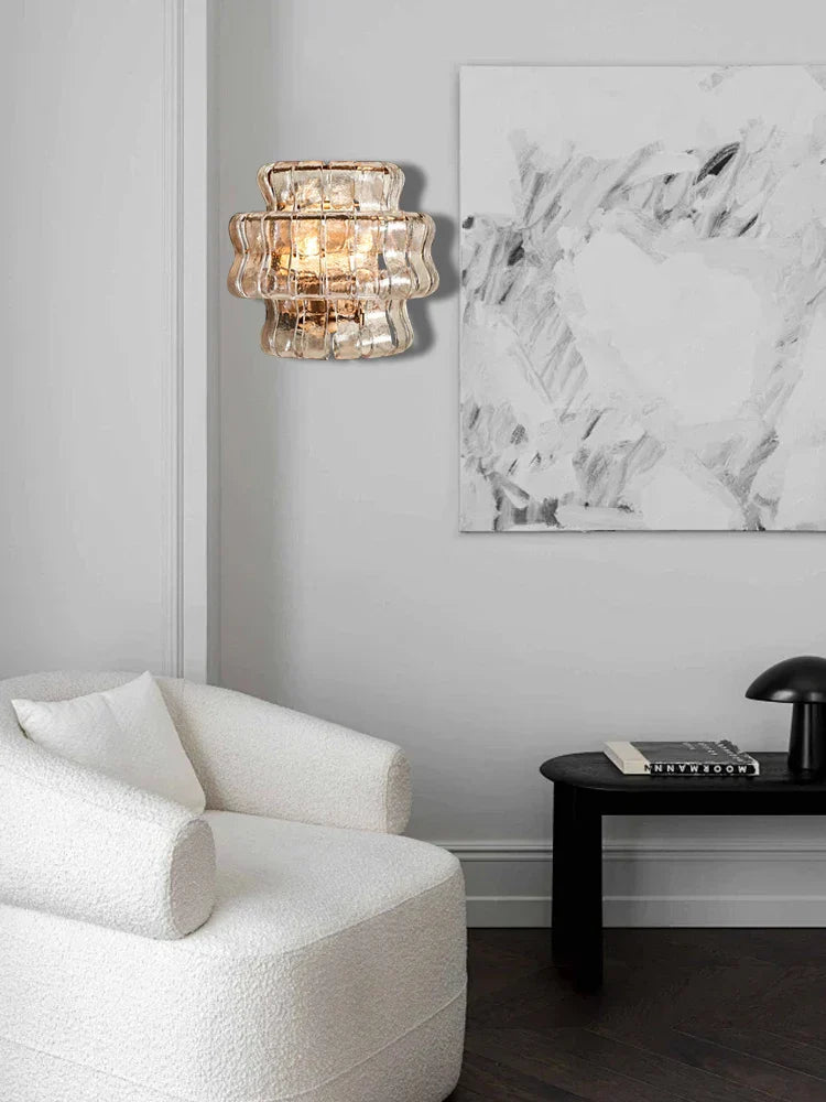 DecorBites™ Dark Brown Glass Wall Sconce Lamps, LED Decoration for Living Room, Aisle, Bedside