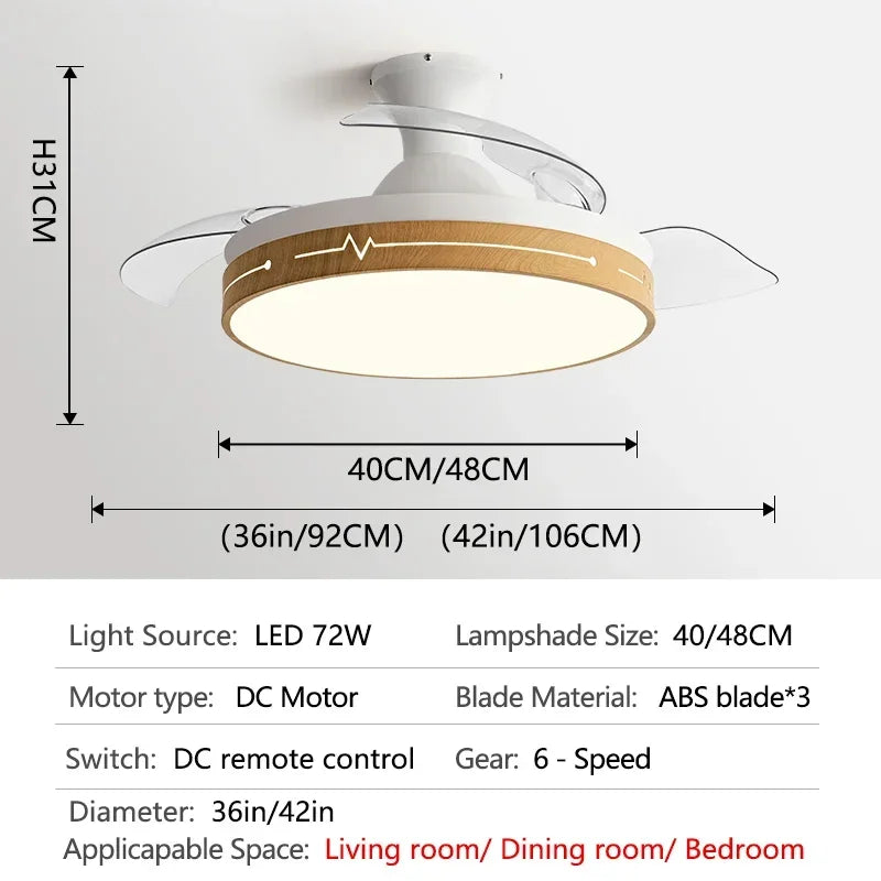 DecorBites™ DC Motor Ceiling Fan Light with Remote Control for Home, Bedroom, and Living Room