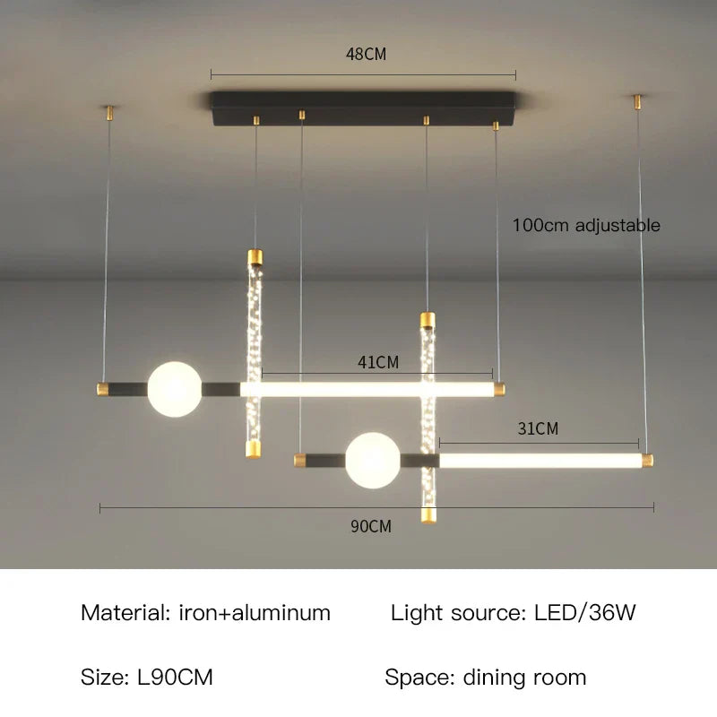 مصباح معلق أسود وذهبي من ديكوربايتس™ | إضاءة داخلية عصرية لغرفة الطعام والمطبخ
