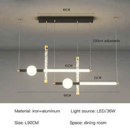 مصباح معلق أسود وذهبي من ديكوربايتس™ | إضاءة داخلية عصرية لغرفة الطعام والمطبخ