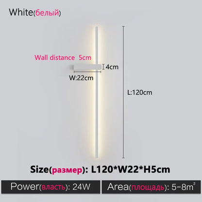 مصباح حائط طويل أسود من DecorBites™ - مصباح حائطي عصري بسيط لغرفة النوم وغرفة المعيشة والتلفزيون