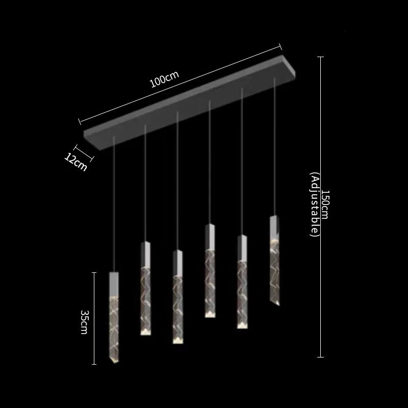 Lámpara de araña LED DecorBites™ Crystal Column: Lámpara colgante de lujo para escaleras, iluminación moderna para la decoración del hogar