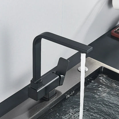 Grifo de cocina giratorio de 360° DecorBites™ negro, mezclador para fregadero de montaje sobre encimera, acero inoxidable 304