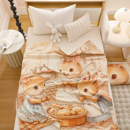 DecorBites™ Cartoon Printed Cotton Blanket: Soft, Cozy Sofa Cover for Home & Office Napping