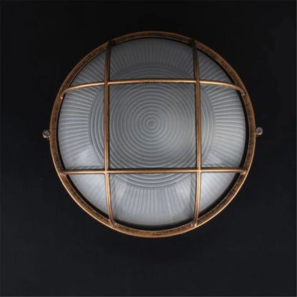 DecorBites™ Bronze Metal Glass Outdoor Ceiling Lamp Flush Mount Waterproof Retro Yard Light