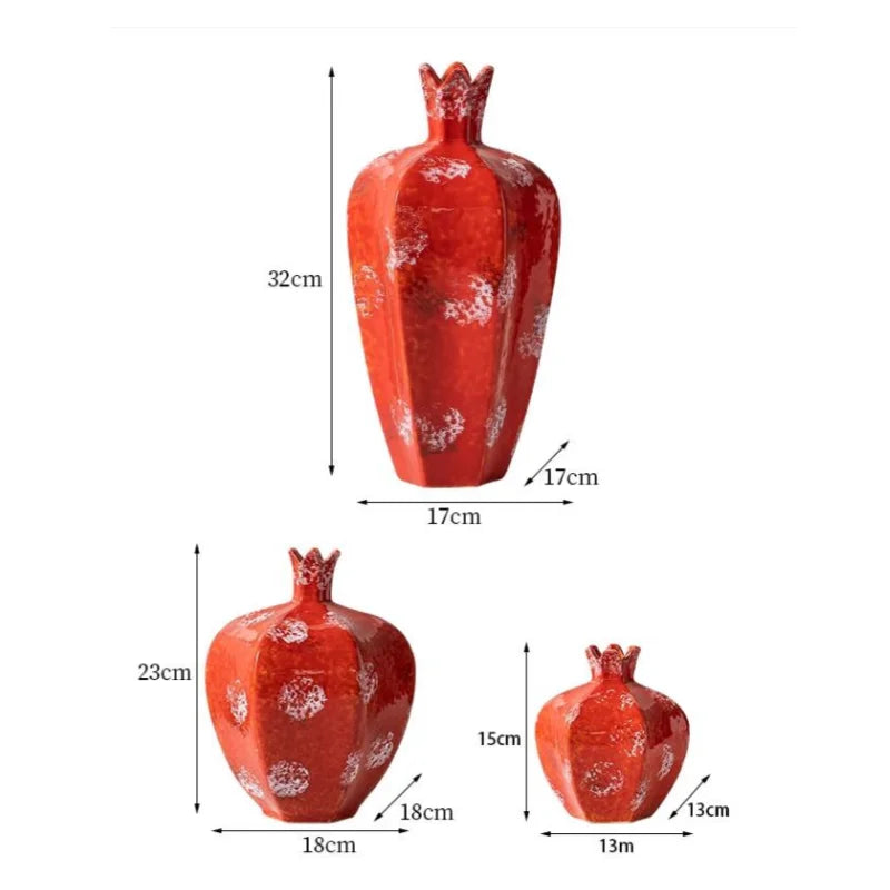 DecorBites™ Handmade Pomegranate Ceramic Vase: Stylish Home Decor & Flower Arrangement Accessory