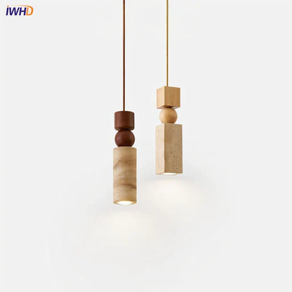 DecorBites™ LED Yellow Travertine Hanging Lamp for Home Decor and Lighting Fixtures