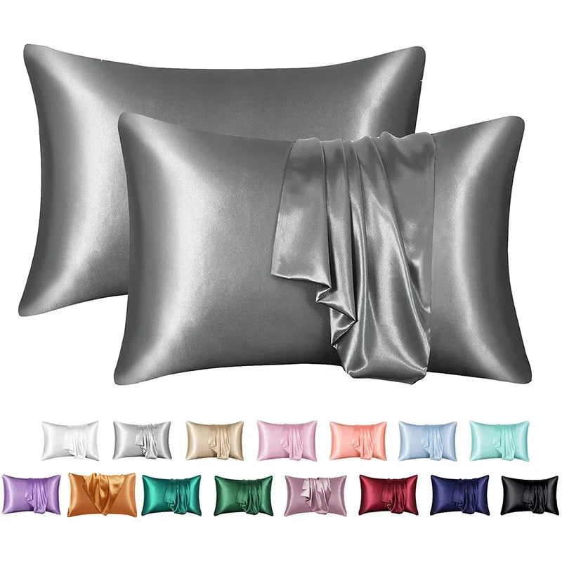 Decobites Silky Satin Pillowcase: Soft, Comfortable, High-End Solid King Queen Pillow Cover