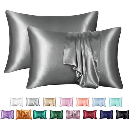 Decobites Silky Satin Pillowcase: Soft, Comfortable, High-End Solid King Queen Pillow Cover